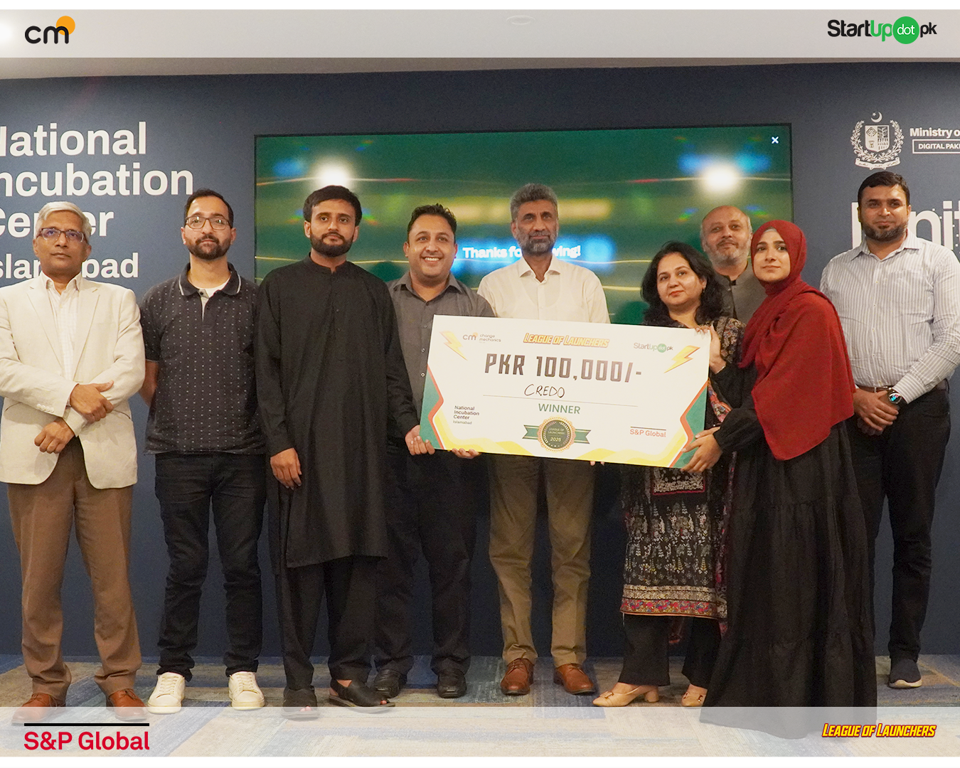 Team Credo receives PKR 100,000 winners' cheque at NIC Islamabad, 9 September 2025